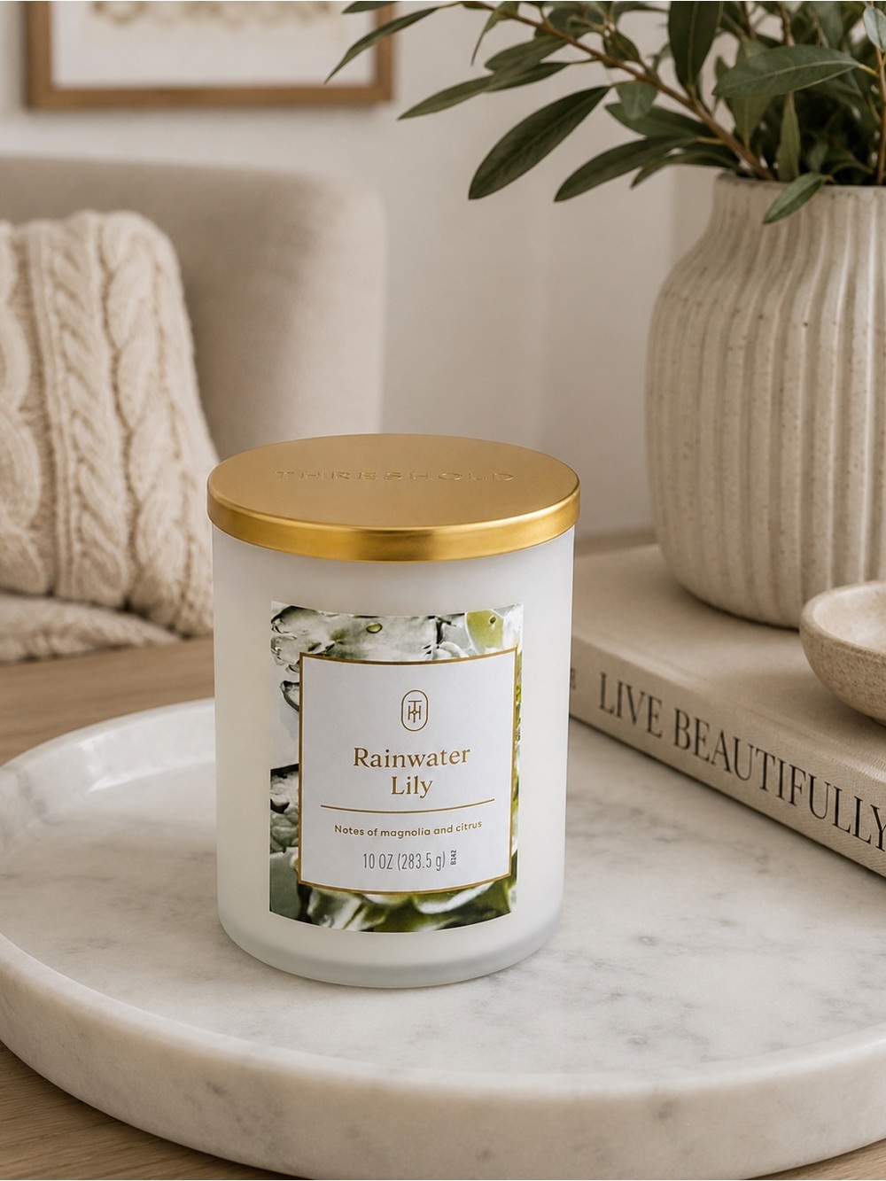 NWOT Threshold Rainwater Lily Candle Magnolia Citrus Scent